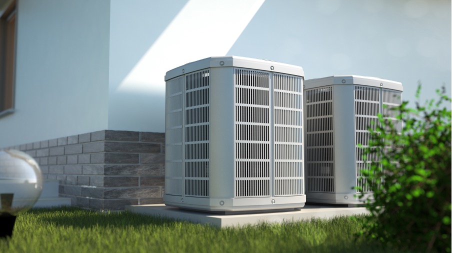 Air conditioning system at a house in Elgin, Illinois